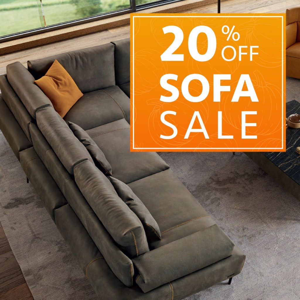 Up to 20% off on sofas from top designer brands (Valid From: October 1, 2019 to October 15, 2019)