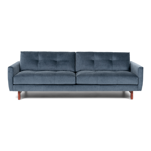blue two seat sofa product shot