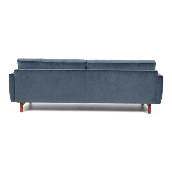 blue two seat sofa product shot back side