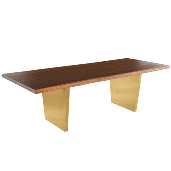 Aiden dining table oak top and gold base by Nuevo Living