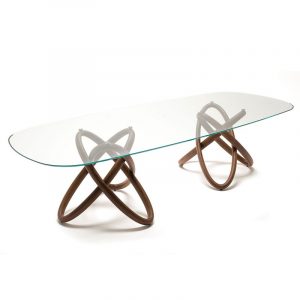 Carioca dining table as a rectangular glass top by Cattelan italia