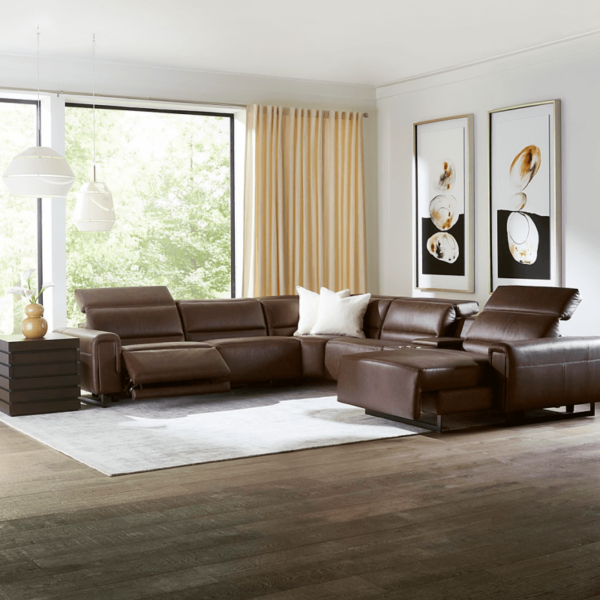 chocolate leather power reclining sectional