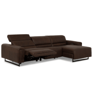 chocolate brown leather 3 seat sofa with power recliners