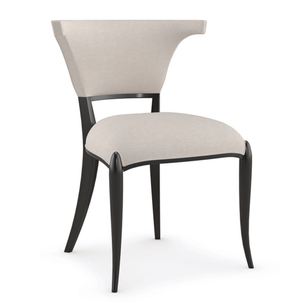 curvy white fabric dining side chair