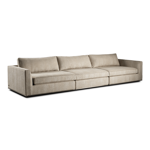 beige contemporary three seat sofa
