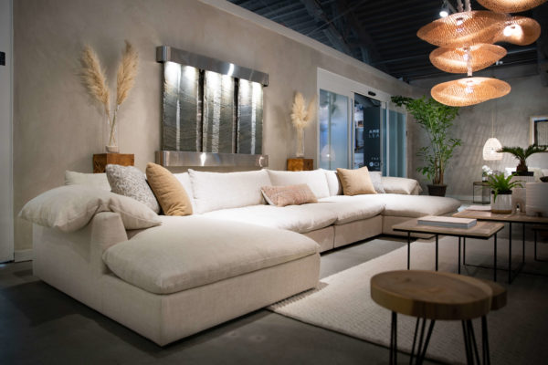 staged beige comfort sectional