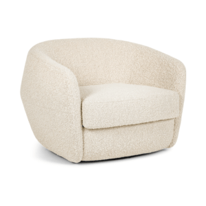 Berger accent chair in a cream fabric arm chair with curve and swivel product image by American Leather