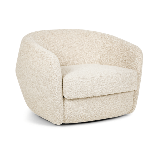 cream fabric arm chair with curve and swivel product image