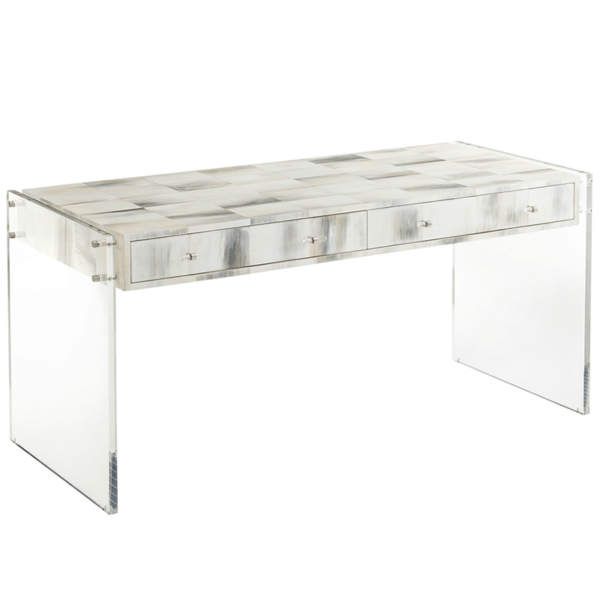 acrylic base and hand-painted faux horn tiled top desk product image