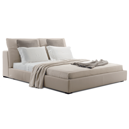 Sound Night bed in taupe leather bed product shot by Gamma