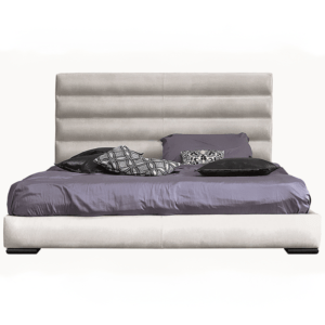 light gray leather horizontal panel bed