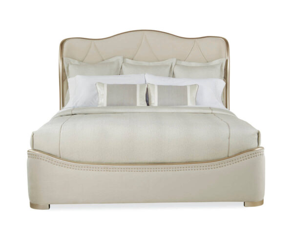 cream sleigh bed front view