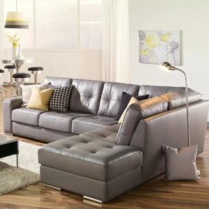 grey sectional sofa in living room 