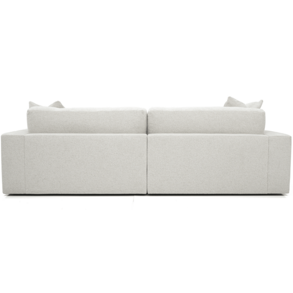 white steve sofa by American leather silhouette back view.