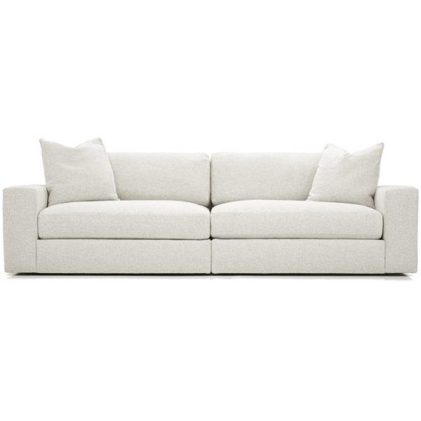 white steve sofa by American leather silhouette front view.