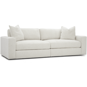 white steve sofa by American leather silhouette at an angle.
