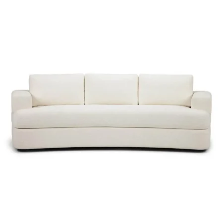 white fabric curved three seat modern sofa from american leather