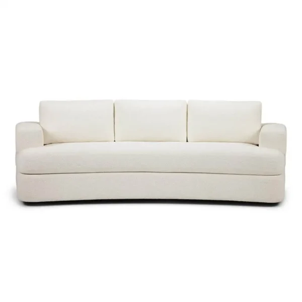 white fabric curved three seat modern sofa from american leather